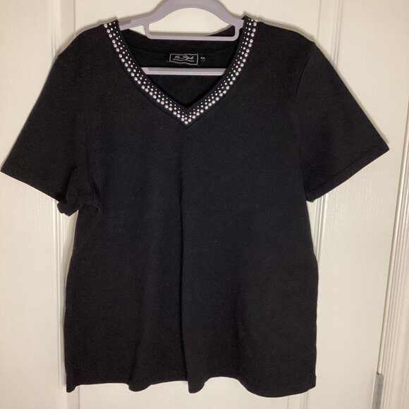 Instyle Women's Short Sleeve Top Blouse With Studs Black  T-Shirt Tee Casual - Picture 1 of 7